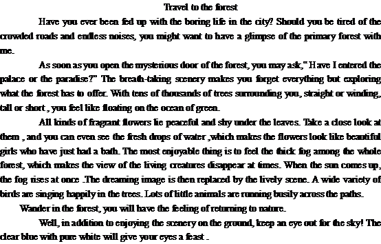 關(guān)于一次很難忘的旅行