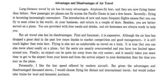 2012年12月英語四級作文范文：坐飛機的利弊 www.m.jiazhineng.cn