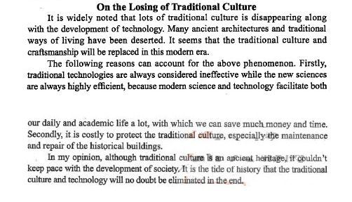 2012年12月英語四級作文預測：傳統(tǒng)文化消失 www.m.jiazhineng.cn