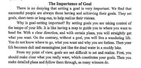 2012年12月英語四級作文預測：樹立目標 www.m.jiazhineng.cn